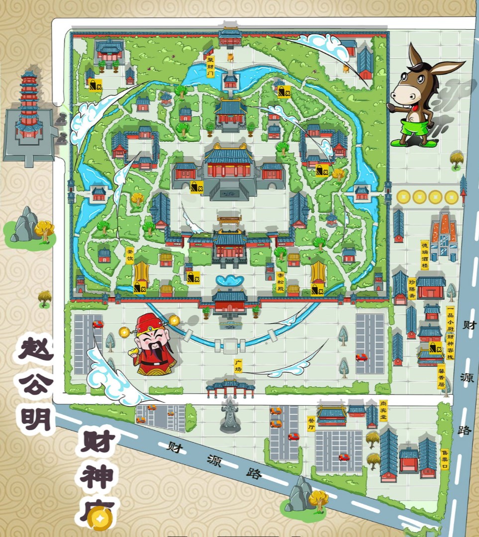 惠济寺庙类手绘地图